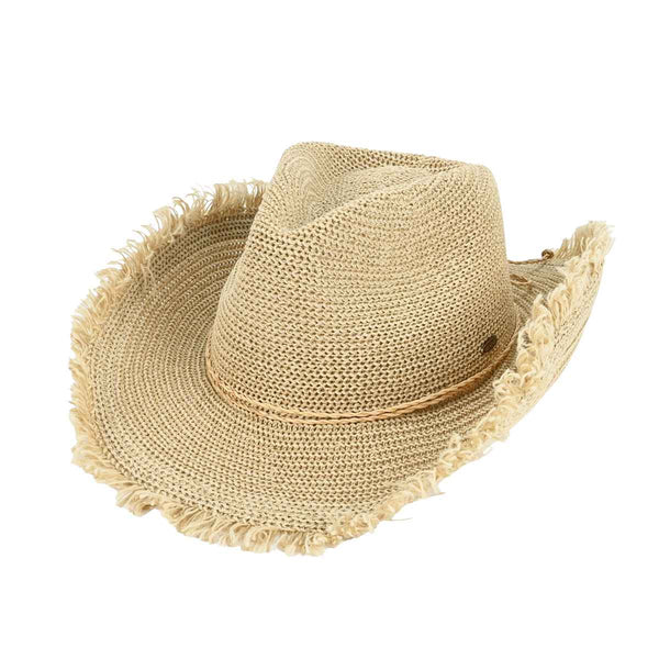 Frayed Brim Straw Cowboy Hat