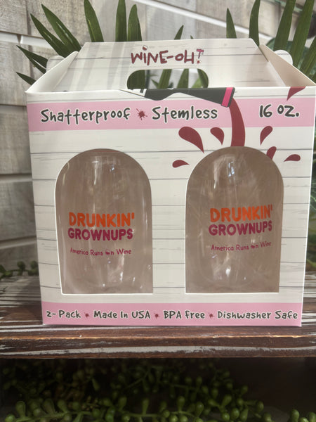 Drunkin’ Grownups Shatterproof Stemless Wine Tumbler - 2 Pack