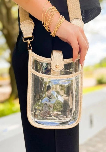 Mini Clear Crossbody Bag - Gold