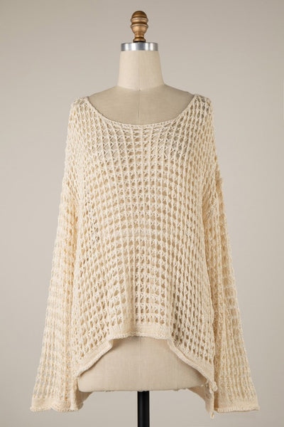Crochet Knit Sweater - Beige