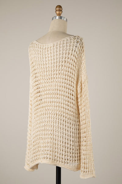 Crochet Knit Sweater - Beige