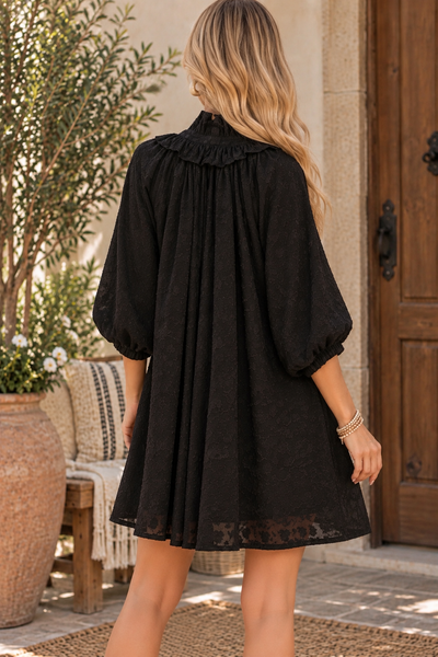 Textured Animal Print Dress - Black