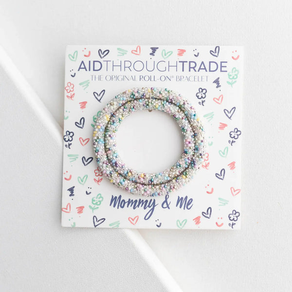 Mommy & Me Roll On Bracelets - Pastel Rainbow- Set of 2