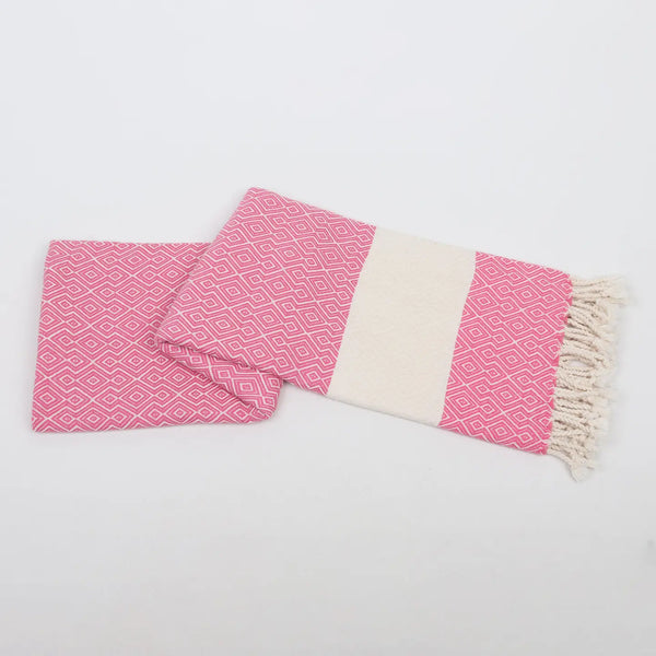 Handwoven Diamond Turkish Beach Towel - Fuchsia