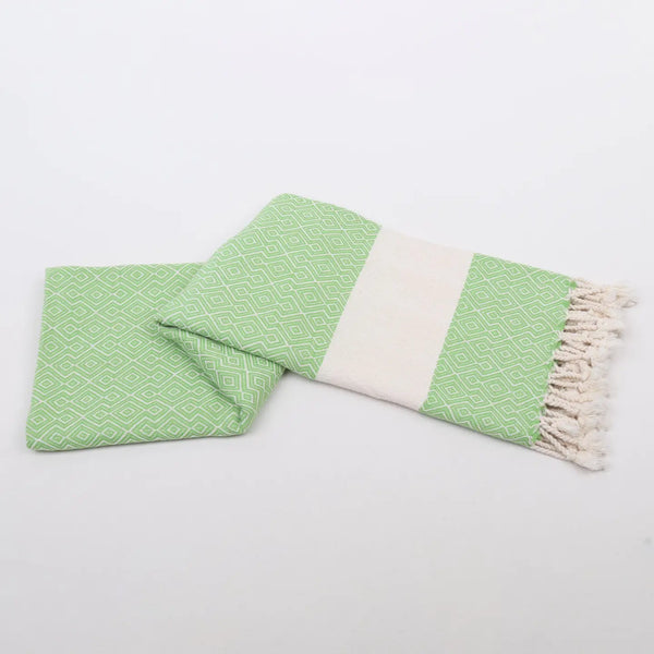 Handwoven Diamond Turkish Beach Towel - Green