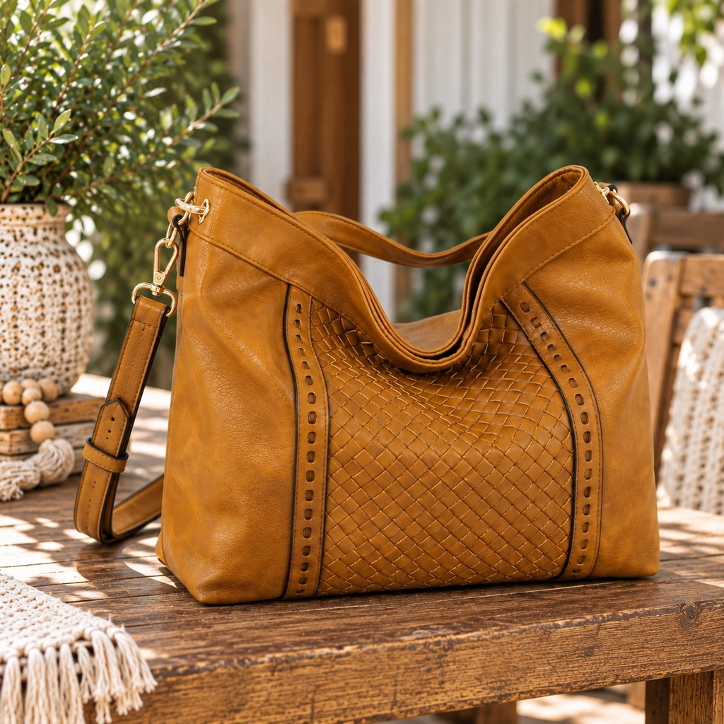 Woven Shoulder Bag - Mustard