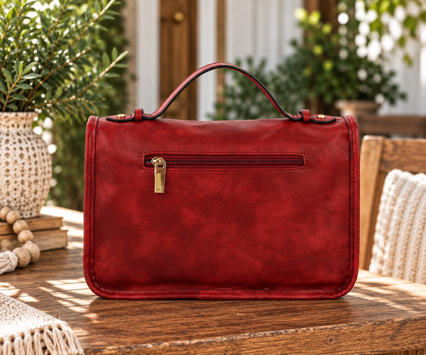 Woven Vintage Messenger Bag - Red