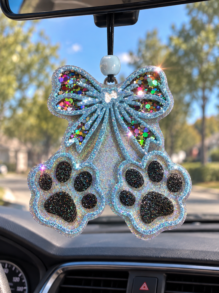 Huskie Cherry Paw Car Freshie - (Black Holographic)