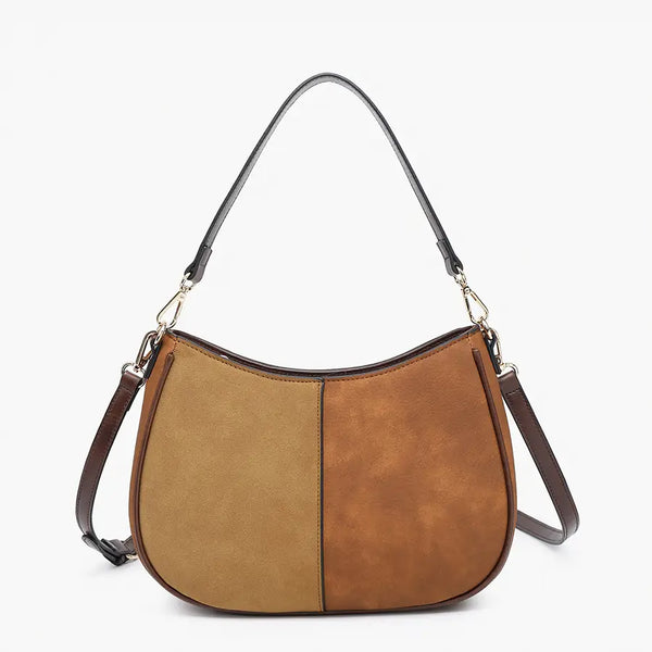 Two Tone Distressed Crossbody - Brown