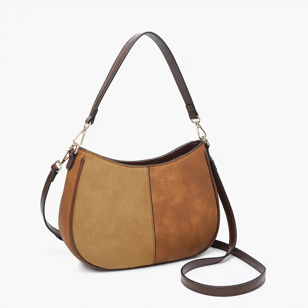 Two Tone Distressed Crossbody - Brown