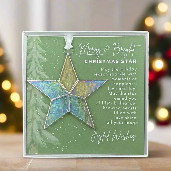 Merry & Bright - Christmas Star Stained Glass Ornament