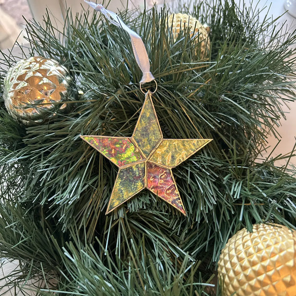 Merry & Bright - Christmas Star Stained Glass Ornament