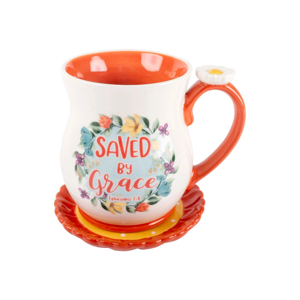 Ceramic Mug & Coaster Set: Saved By Grace