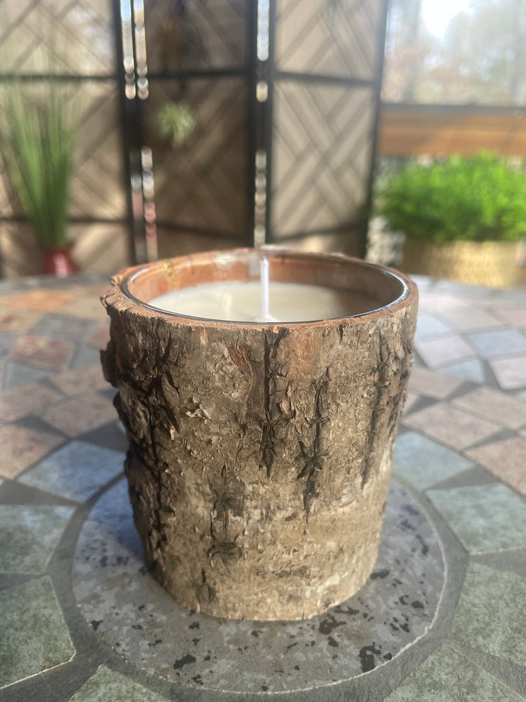 Birch Wrapped Glass Soy Candle