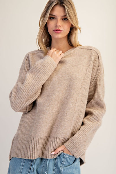 Ribbed Texture Sweater - Cookie Dough