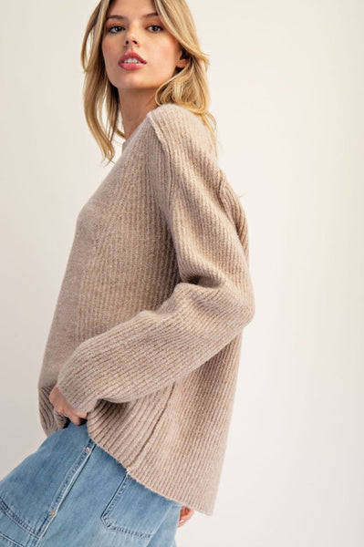 Ribbed Texture Sweater - Cookie Dough