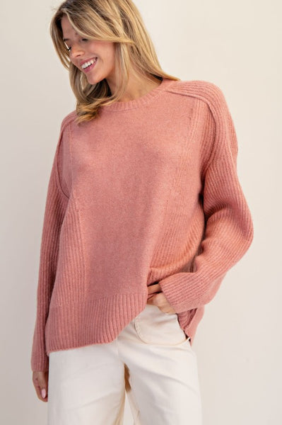 Ribbed Texture Sweater - Mellow Sunset