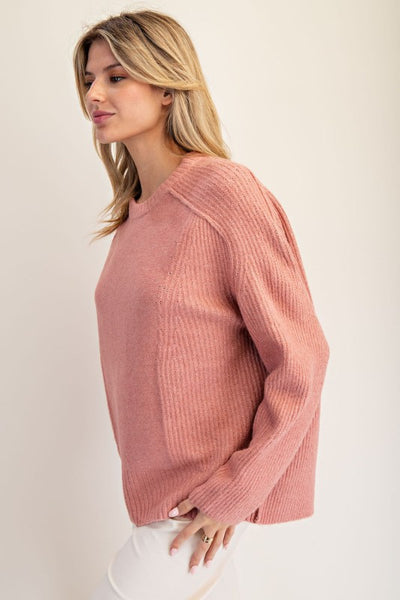 Ribbed Texture Sweater - Mellow Sunset