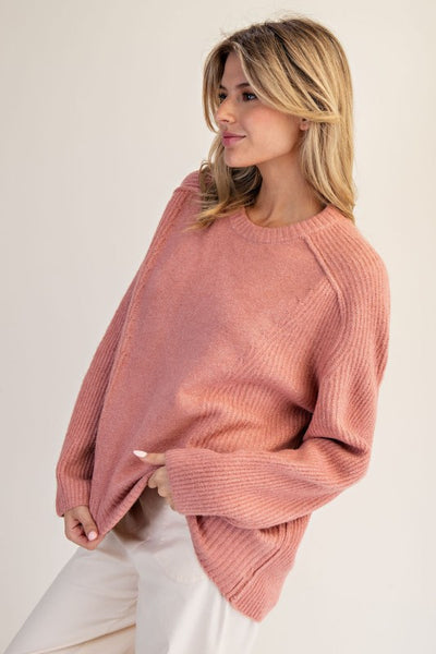 Ribbed Texture Sweater - Mellow Sunset