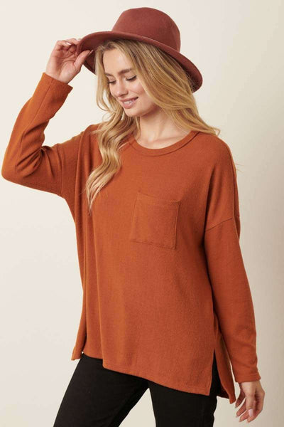 Long Sleeve Knit Top - Copper