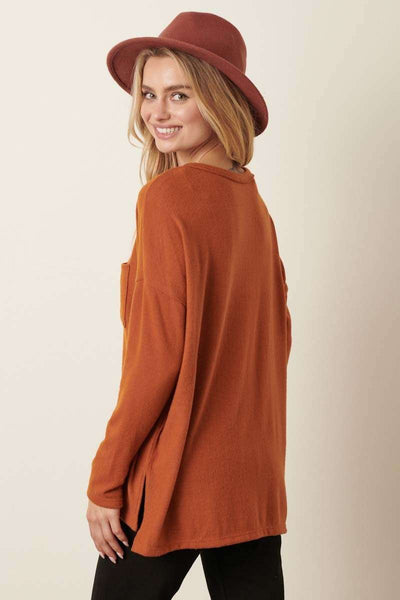 Long Sleeve Knit Top - Copper