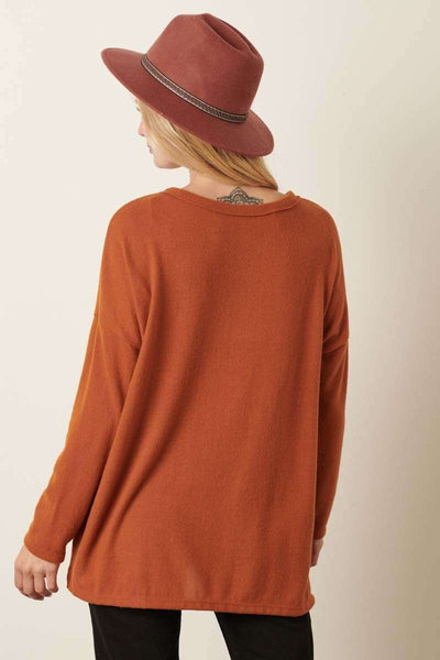 Long Sleeve Knit Top - Copper