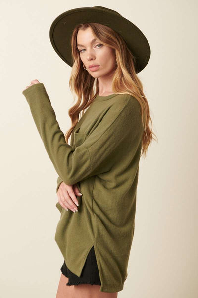 Long Sleeve Knit Top - Army