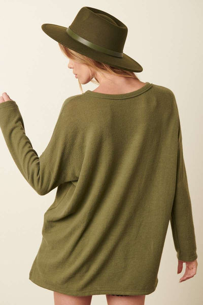 Long Sleeve Knit Top - Army