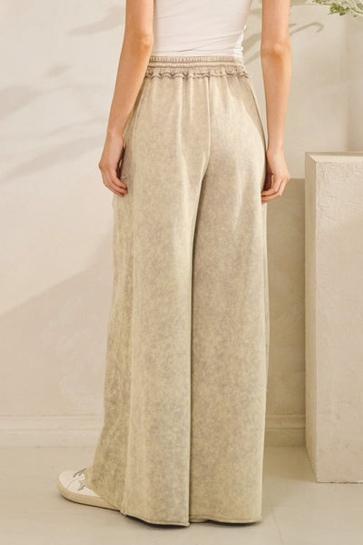 Mineral Washed Palazzo Pants - Gray