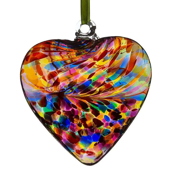 Hand Blown Glass Friendship Glass Heart - Multicolored