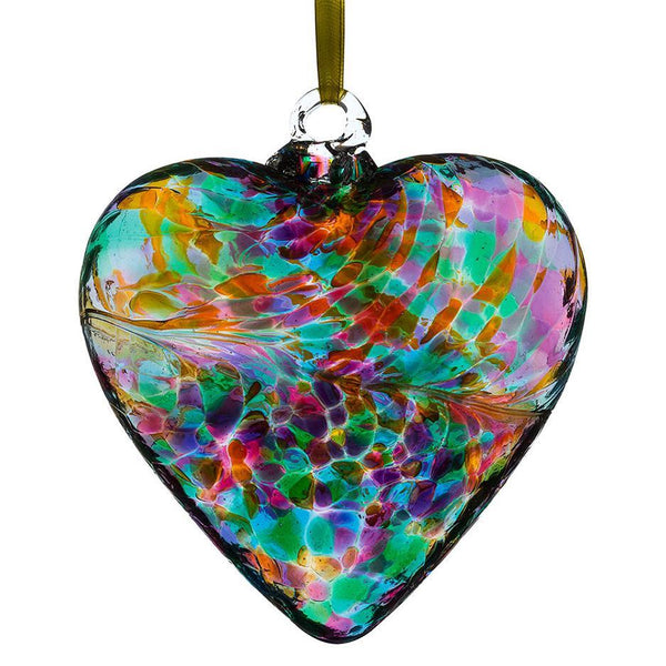 Hand Blown Glass Friendship Heart Orb - Multicolored Turquoise