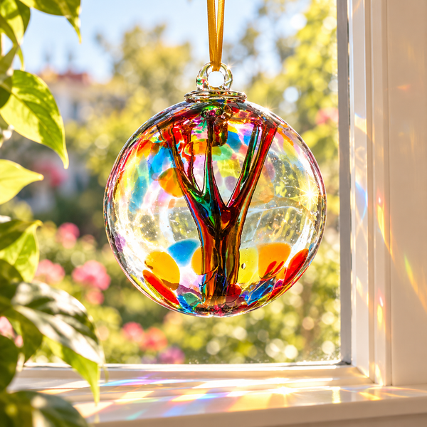Hand Blown Glass Friendship Orb - Multicolored
