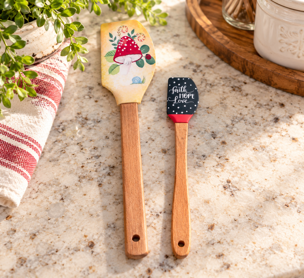 Merry Mushroom Spatula Set: Faith, Hope, Love