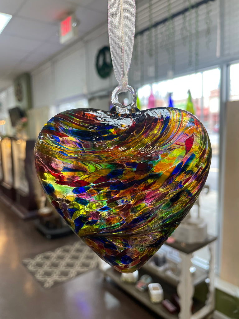 Hand Blown Glass Friendship Glass Heart - Multicolored