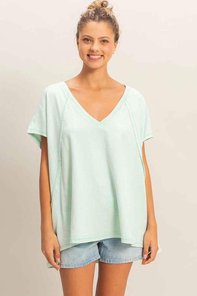 Oversized Mineral Washed Top - Mint