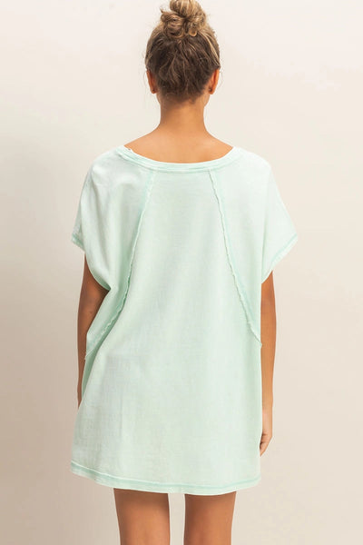 Oversized Mineral Washed Top - Mint