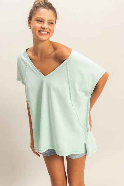 Oversized Mineral Washed Top - Mint