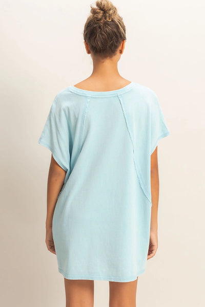 Oversized Mineral Washed Top - Blue