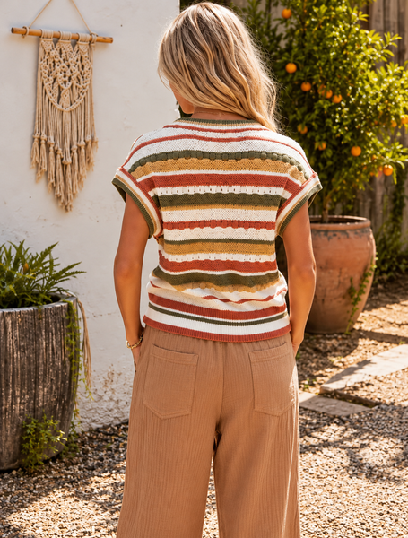 Textured Striped Knit Top - Multi