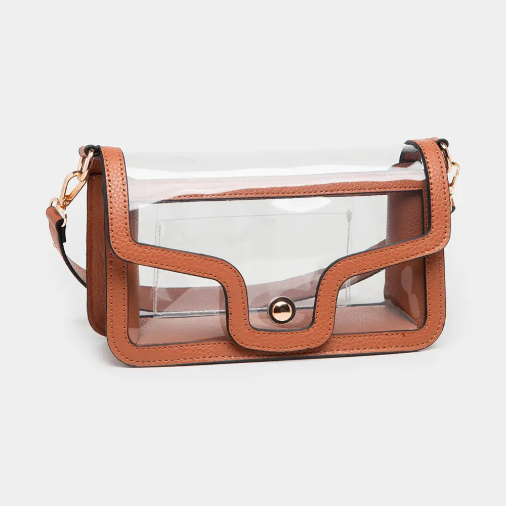 Transparent Rectangle Shoulder Bag - Tan