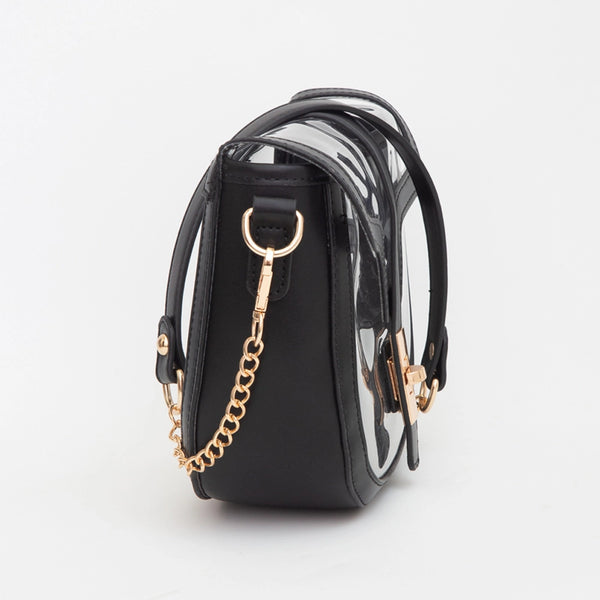 Clear Transparent Saddle Bag - Black