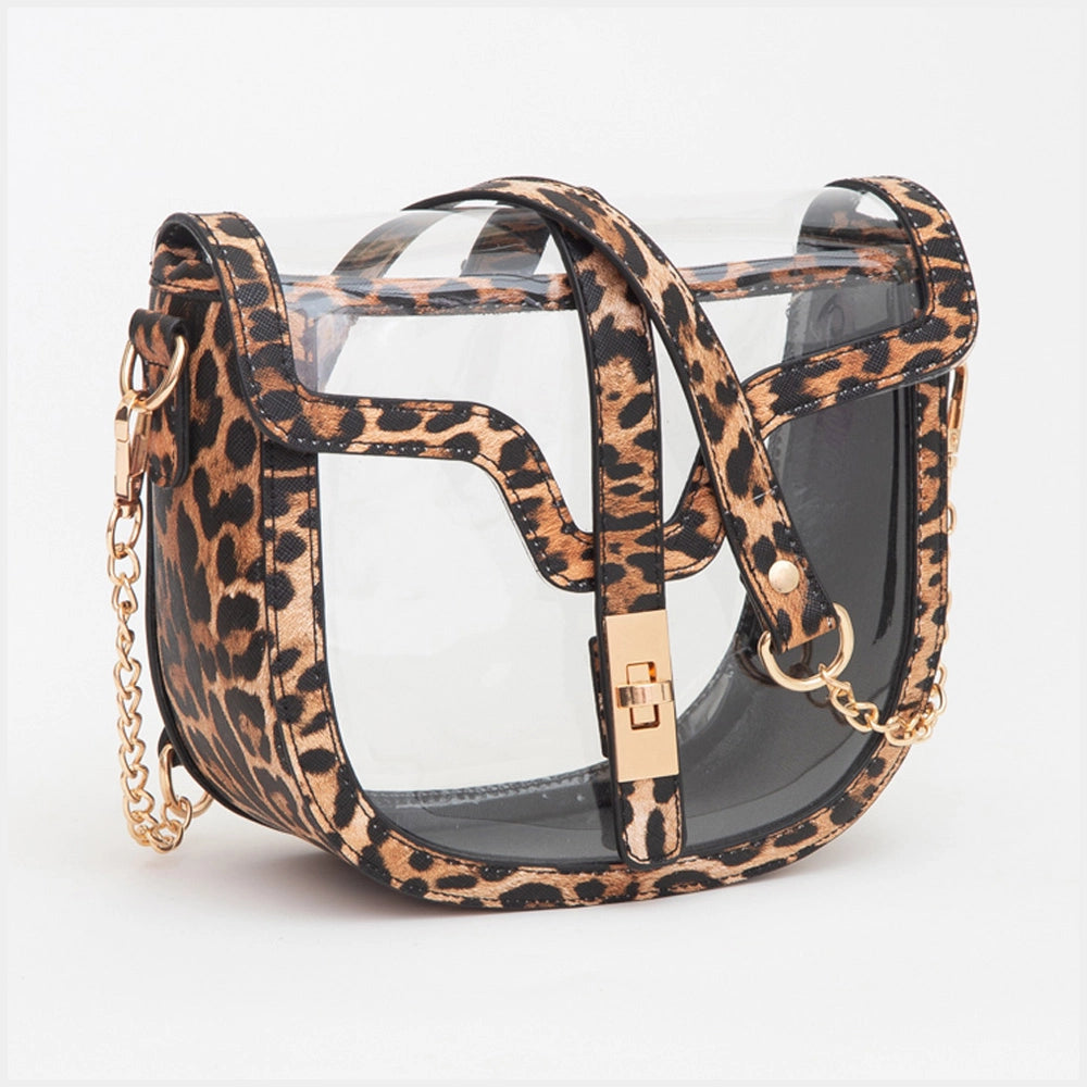 Clear Transparent Saddle Bag - Leopard