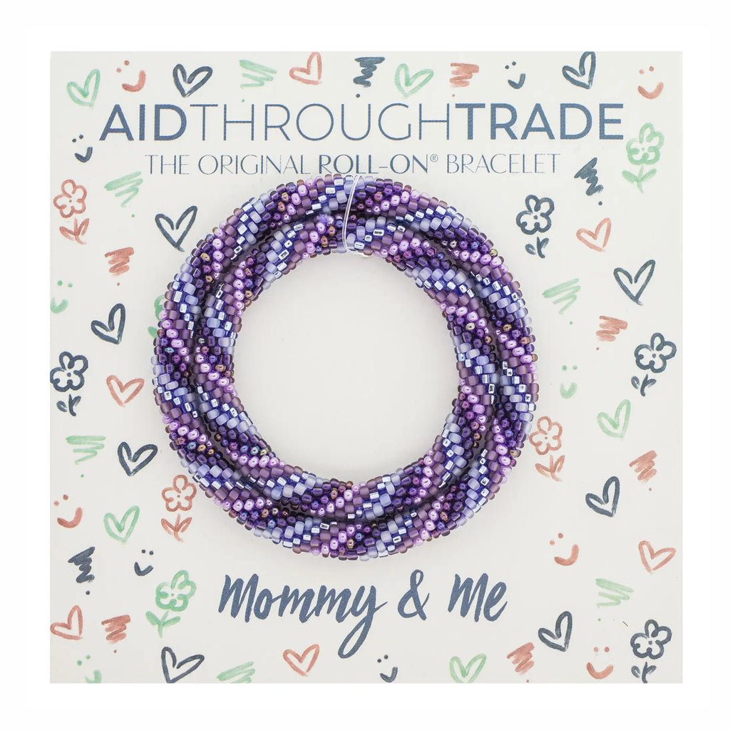 Mommy &Me Roll on Bracelets - Amethyst - Set of 2