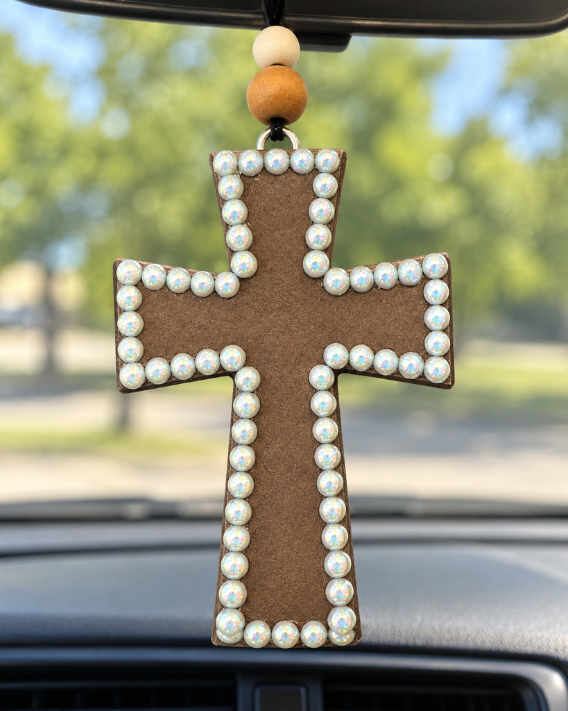 Cross Car Freshie - Brown