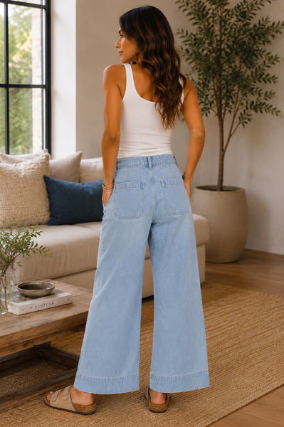 Wide Leg Denim Pants