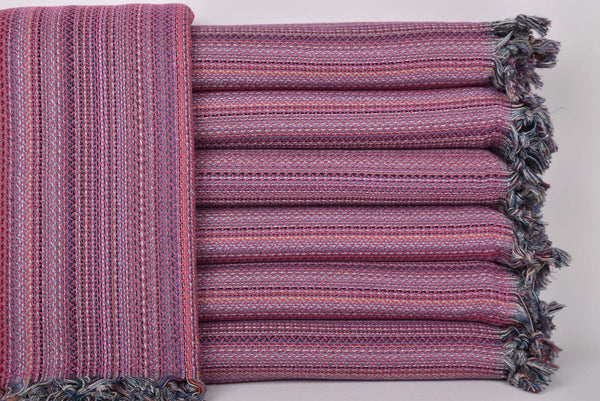 Handwoven Striped Turkish Beach Towel - Multi Pink