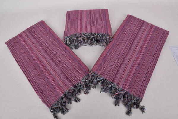 Handwoven Striped Turkish Beach Towel - Multi Pink
