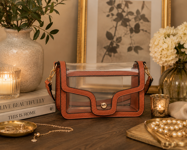 Transparent Rectangle Shoulder Bag - Tan