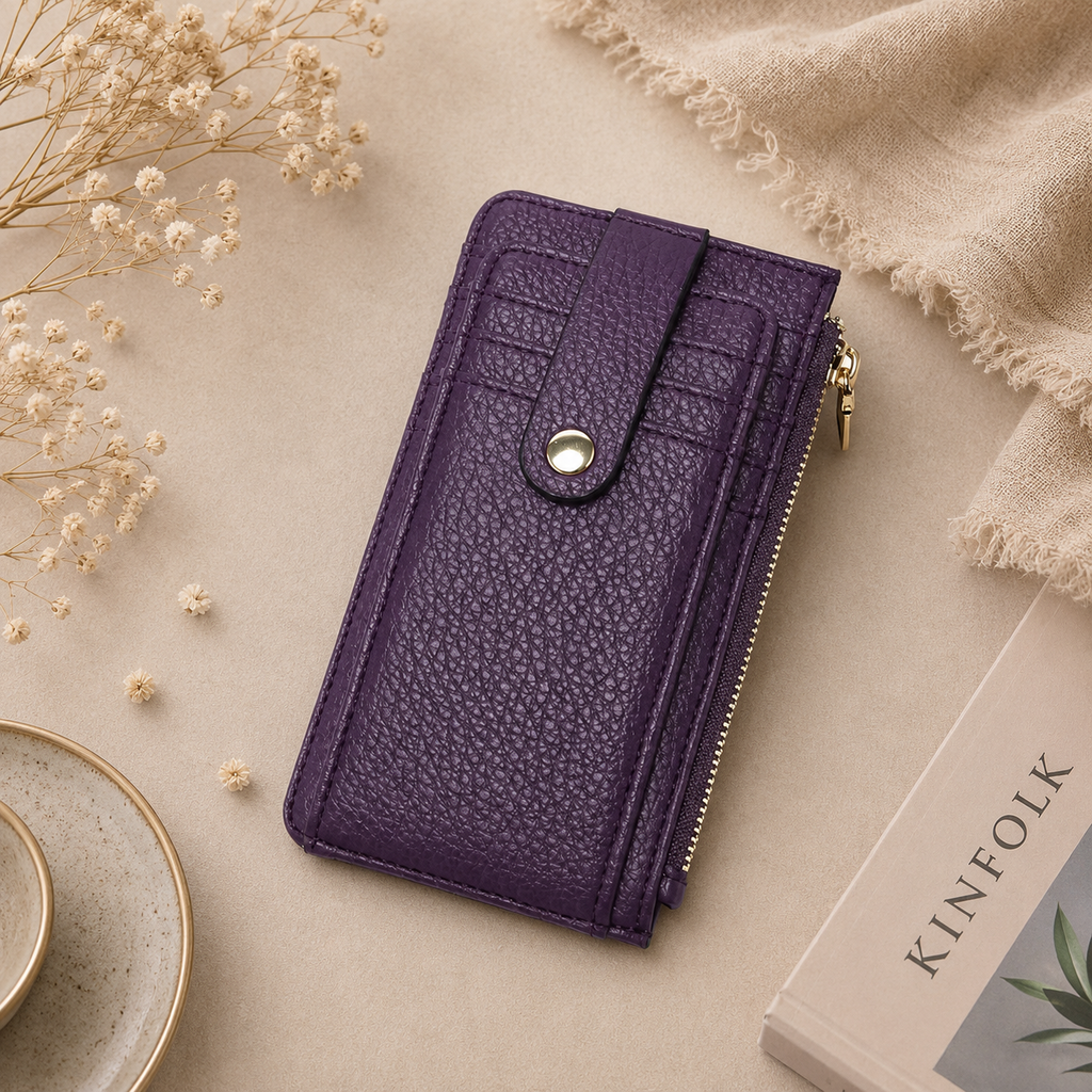 Multi-Card Wallet w/ Strap - Purple