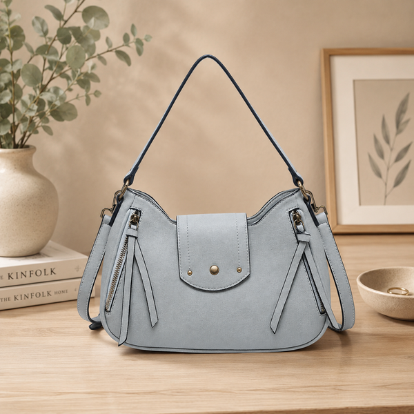 Twist Lock Crossbody/Satchel - Grey Teal